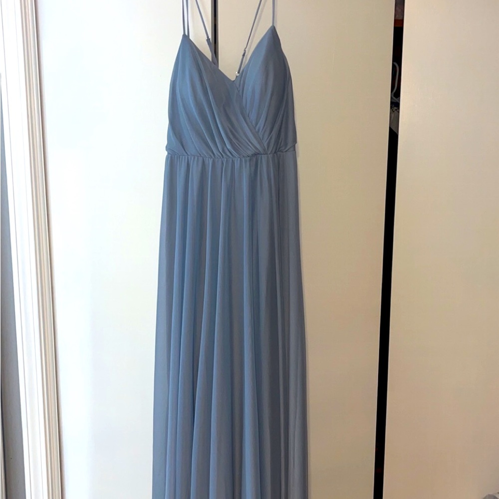Azazie dusty blue dress A10
